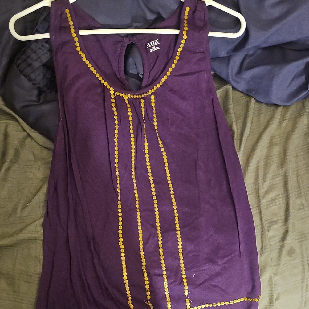 a.n.a Deep Purple Blouse with Gold Detailing